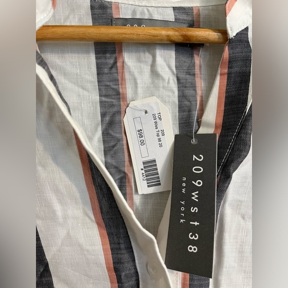 209 WST 38 New York Womens Linen Blend Long Sleeves Button Up Shirt Ivory Sz 14 - Picture 7 of 12